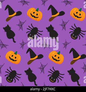 Halloween-Stil nahtlose Muster in lustigen Cartoon-Stil. Druck für Herbst-Saison-Design und -Dekor. Feier und Partystergeist. Nett und nett Stock Vektor