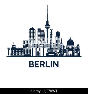Abstrakte Skyline der Stadt Berlin, erweiterte Version, Vektorgrafik Stock Vektor