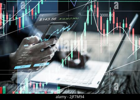 Stock Broker Exchange Trading App Auf Laptop Stockfoto