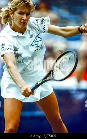 Steffi Graf (GER) tritt bei den US Open Tennis 1988 an. Stockfoto