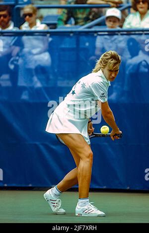 Steffi Graf (GER) tritt bei den US Open Tennis 1988 an. Stockfoto