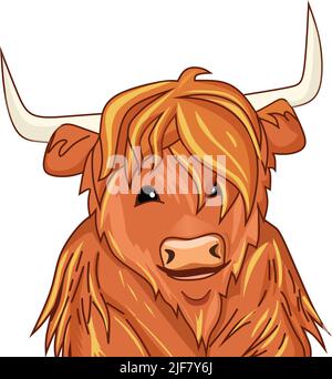 Ferdinand orange Stier Porträt Clipart Illustration Vektor Stock Vektor