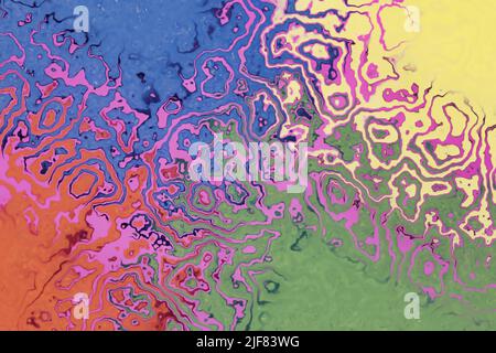 Farbenfrohe Regenbogen verschwommen abstrakten Hintergrund mit psychedelischen Retro-Muster. Stockfoto