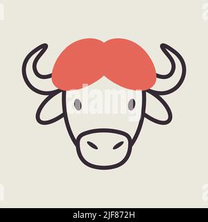 Büffelbison Ochse Ikone. Vektor des Tierkopfs. Zeichen Landwirtschaft. Graph-Symbol für Ihr Website-Design, Logo, App, UI. EPS10. Stock Vektor