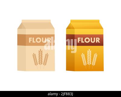 Symbol für Mehlpackung. Futterbeutel, Brotmehl. Vektorgrafik. Stock Vektor