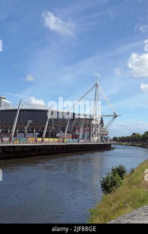 Cardiff National Rugby Stadium, das Fürstentum Stadium, früher das Millennium Stadium. (Auch Cardiff Arms Park). Juni 2022, Sommer. Stockfoto