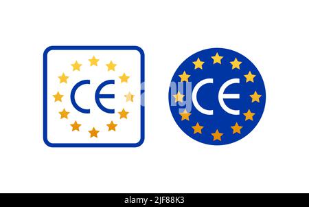 CE-Zeichen-Zertifizierung, Conformite Europeenne. Vektorgrafik. Stock Vektor