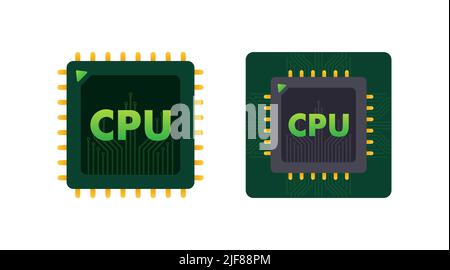 CPU-Chip, Data Computing. Datenbank, Prozessdesign. Vektorgrafik. Stock Vektor