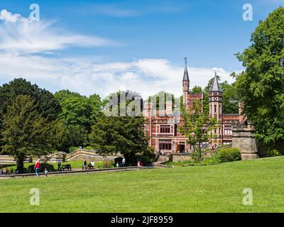 Saltwell Park in Gateshead, Großbritannien mit Saltwell Towers Stockfoto