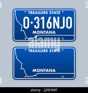 Kennzeichen von montana. Kfz-Kennzeichen. Vektorgrafik. Stock Vektor