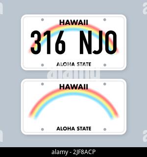 Kennzeichen von hawaii. Kfz-Kennzeichen. Vektorgrafik. Stock Vektor