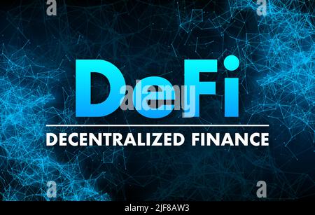 Defi - Dezentrale Finanzen. Finanztechnologie, Blockchain. Digitale Geldbörse. Vektorgrafik. Stock Vektor