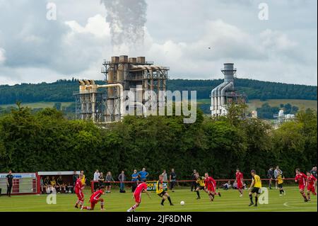 Chirk, Wales, 01. August 2021. Ardal North East League Spiel zwischen Chirk AAA und Dolgellau Athletic. Stockfoto