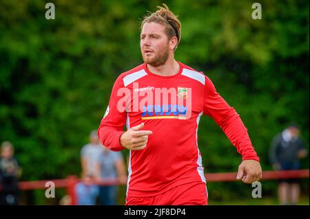 Chirk, Wales, 01. August 2021. Ardal North East League Spiel zwischen Chirk AAA und Dolgellau Athletic. Stockfoto