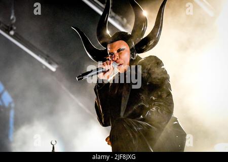 Padua, Italien. 30.. Juni 2022. Skin tritt auf der Bühne während der Skunk Anansie feiert 25 Jahre, Musikkonzert in Padova, Italien, Juni 30 2022 Quelle: Independent Photo Agency/Alamy Live News Stockfoto