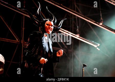 Padua, Italien. 30.. Juni 2022. Skin tritt auf der Bühne während der Skunk Anansie feiert 25 Jahre, Musikkonzert in Padova, Italien, Juni 30 2022 Quelle: Independent Photo Agency/Alamy Live News Stockfoto