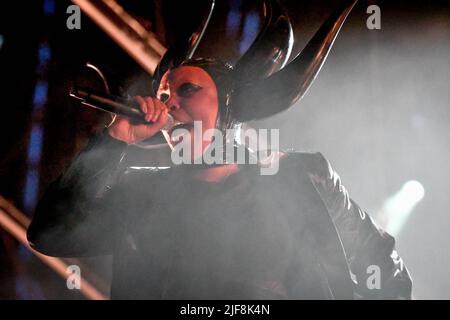 Padua, Italien. 30.. Juni 2022. Skin tritt auf der Bühne während der Skunk Anansie feiert 25 Jahre, Musikkonzert in Padova, Italien, Juni 30 2022 Quelle: Independent Photo Agency/Alamy Live News Stockfoto