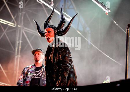 Padua, Italien. 30.. Juni 2022. Skin tritt auf der Bühne während der Skunk Anansie feiert 25 Jahre, Musikkonzert in Padova, Italien, Juni 30 2022 Quelle: Independent Photo Agency/Alamy Live News Stockfoto