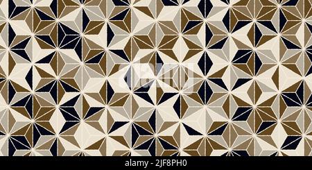 Abstraktes geometrisches Muster mit gewellten Linien, dreieckig, goldfarbenem Hintergrund Stock Vektor