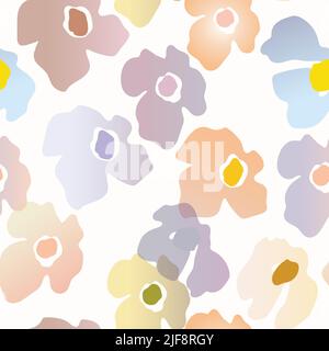 Nahtloses Blumenmuster mit Rosen auf Basis traditioneller Volkskunst-Ornamente. Bunte Blumen auf weißem Hintergrund. Doodle-Stil. Vektorgrafik Stock Vektor
