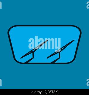 Überprüfen Sie, ob die Scheibenwischer die Windschutzscheibe reinigen. Wischglas der Autoscheibe. Vector Clean Fenster, Bürstenwischerblätter. Armklinge im Auto entfernt Streifen Wasser Stock Vektor