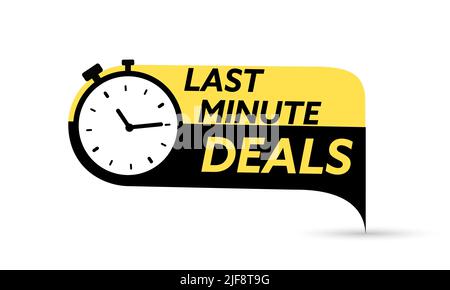 Vektorgrafik Last-Minute-Deal-Taste, flaches Etikett Flag-Zeichen, Wecker Countdown-Logo Stock Vektor