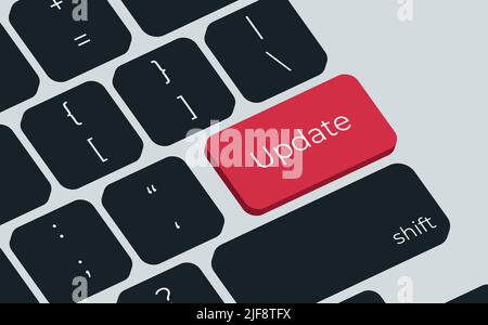 Computertastaturtasten mit Aktualisierungswort. Vektor der Tastaturtasten für Symbolschaltflächen Stock Vektor