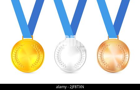 Medaillenvektor-Set. Goldmedaille, Silbermedaille, Bronzemedaille Stock Vektor