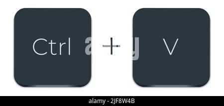 Strg C- und Strg V-Tastaturtasten. Tastenkombinationen kopieren und einfügen Stock Vektor