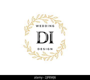 DI Initialen Brief Hochzeit Monogram Logos Kollektion, handgezeichnete moderne minimalistische und florale Vorlagen für Einladungskarten, Save the Date, elegant Stock Vektor