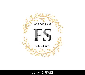 FS Initials Letter Hochzeit Monogram Logos Kollektion, handgezeichnete moderne minimalistische und florale Vorlagen für Einladungskarten, Save the Date, elegant Stock Vektor