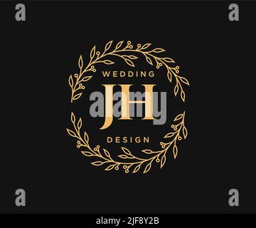 JH Initials Letter Hochzeit Monogram Logos Kollektion, handgezeichnete moderne minimalistische und florale Vorlagen für Einladungskarten, Save the Date, elegant Stock Vektor