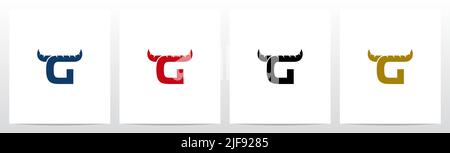 Horn auf Buchstabe Logo Design G Stock Vektor