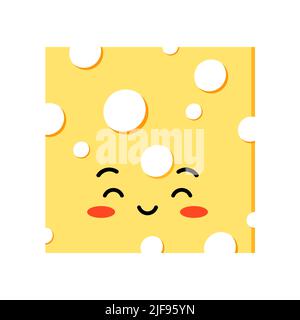 Cute Cheese quadratische Form Scheiben mit Loch Vektor-Set isoliert auf weißem Hintergrund. Stock Vektor