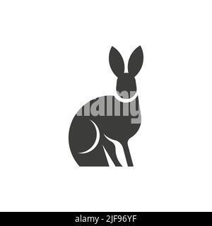 Rabbit-Logo auf weißem Hintergrund isoliert. Kaninchen-Vektor-Vorlage, schwarzes Kaninchen-Vektor-Stock-Bild. Stock Vektor