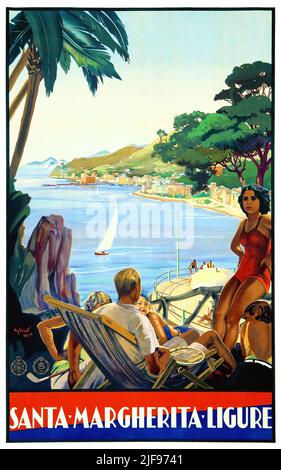 Santa Margherita Ligure von Viero Migliorati (1910-1943). Plakat veröffentlicht 1933 in Italien. Stockfoto