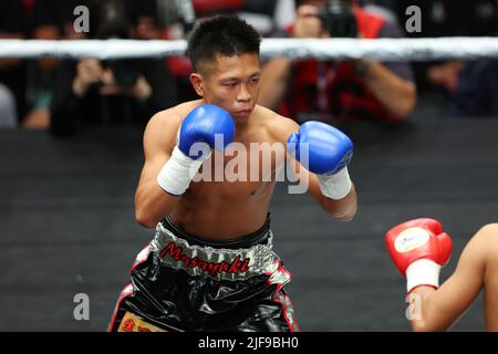 Tokio, Japan. 29.. Juni 2022. Masayuki Sakurai Boxen : 6R leichte Fliegengewicht Kampf in Korakuen Hall in Tokio, Japan . Kredit: YUTAKA/AFLO SPORT/Alamy Live Nachrichten Stockfoto