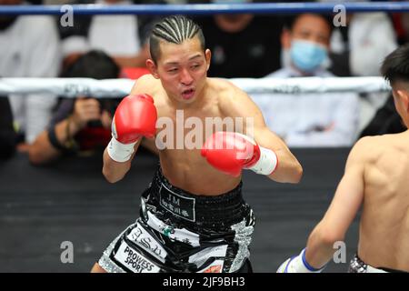 Tokio, Japan. 29.. Juni 2022. Yoshiki Minato Boxen : Japan Jugend Super Fly Gewicht Championship Kampf in Korakuen Hall in Tokio, Japan . Kredit: YUTAKA/AFLO SPORT/Alamy Live Nachrichten Stockfoto