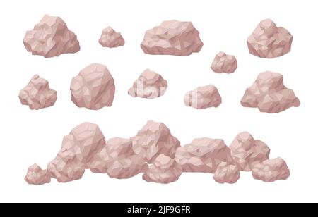 Steine und Felsen gesetzt. Felsbrocken in verschiedenen Formen. Stock Vektor