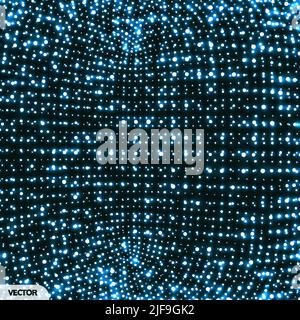 Array mit dynamischen Partikeln. 3d-futuristische Technologie Stil. Zusammenfassung Hintergrund. Textur. Leuchtende Punkte. Vector Illustration. Stock Vektor