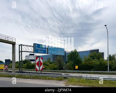 Blick vom Autofenster auf die Straßen in Bruxelles Stockfoto