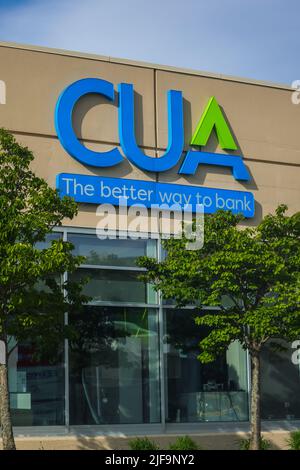 DIE CUA Bank unterschreiben am Hauptsitz. CUA ist die Credit Union Atlantic, ein Full-Service-Bankinstitut. HALIFAX, NOVA SCOTIA, KANADA - JUNI 2022 Stockfoto