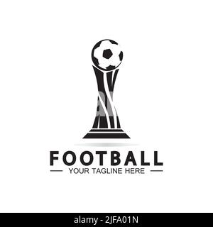 Fußball oder Fußball Championship Trophy Logo Design Vektor-Symbol Vorlage. champions Fußball-Trophäe für Gewinner-Auszeichnung Stock Vektor