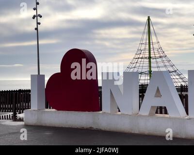 Ich liebe das Nador-Textschild in Marokko Stockfoto