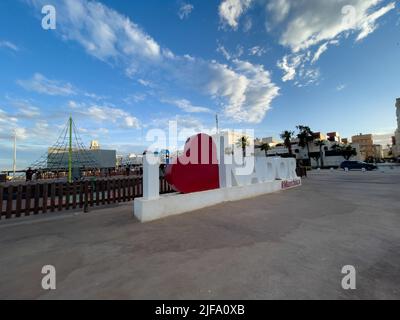 Ich liebe das Nador-Textschild in Marokko Stockfoto