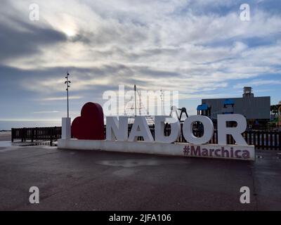 Ich liebe das Nador-Textschild in Marokko Stockfoto