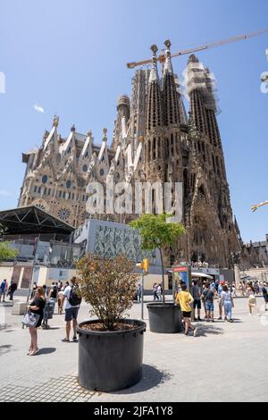 Die Sagrada Família oder Sagrada Familia, in voller Basílica i Temple Expiatori de la Sagrada Família, ist eine Basilika im Bau in Barcelona, Cata Stockfoto