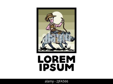 Mann auf einem Wildschwein Illustration Stock Vektor