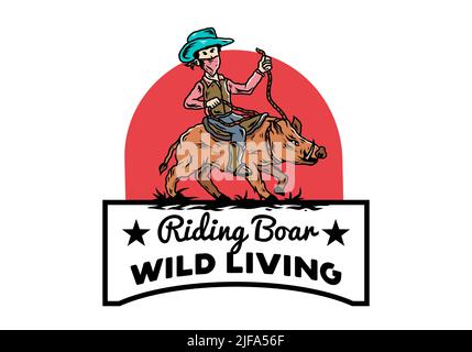 Mann auf einem Wildschwein Illustration Stock Vektor