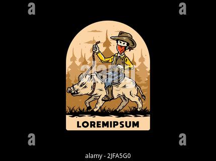 Mann auf einem Wildschwein Illustration Stock Vektor